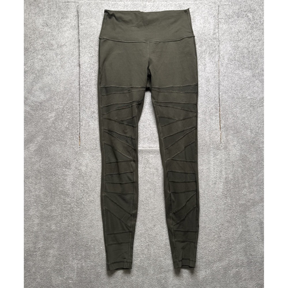 Lululemon Wunder Under High-Rise Mesh‎ Leggings Women's 8 Olive Green 28"